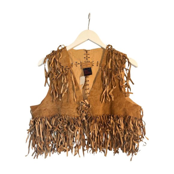 Deadstock Ralph Lauren Ralph-RL 100% Suede Leather Fringe Vest | Western Boho - Picture 1 of 3